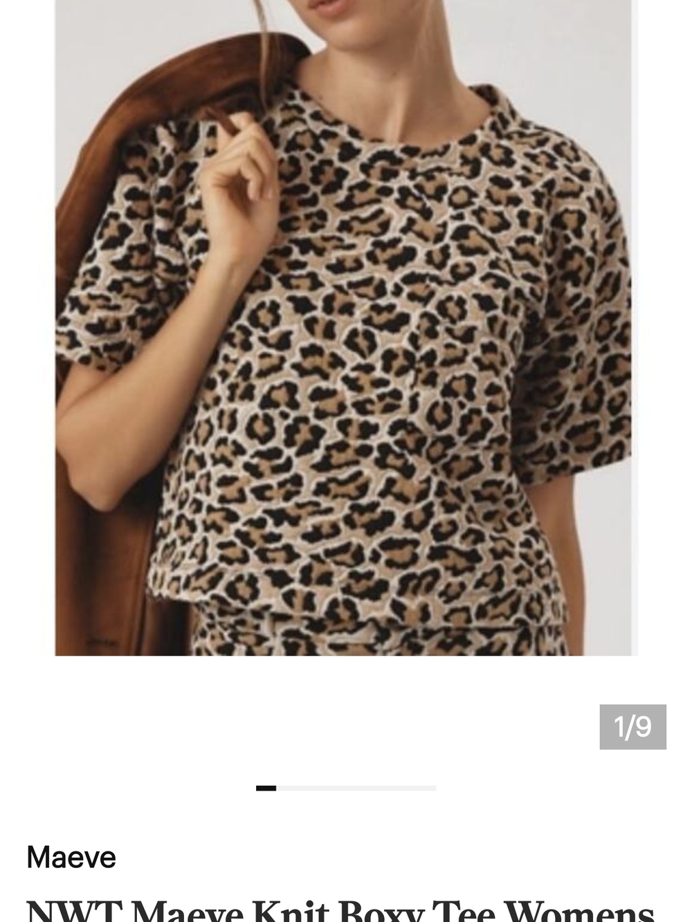 Maeve Beige and Black Leopard-Print Short Sleeve Boxy Tee